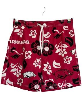 New Wes & Willy Men's Cardinal Arkansas Razorbacks Volley Logo Swim Trunks Sz L